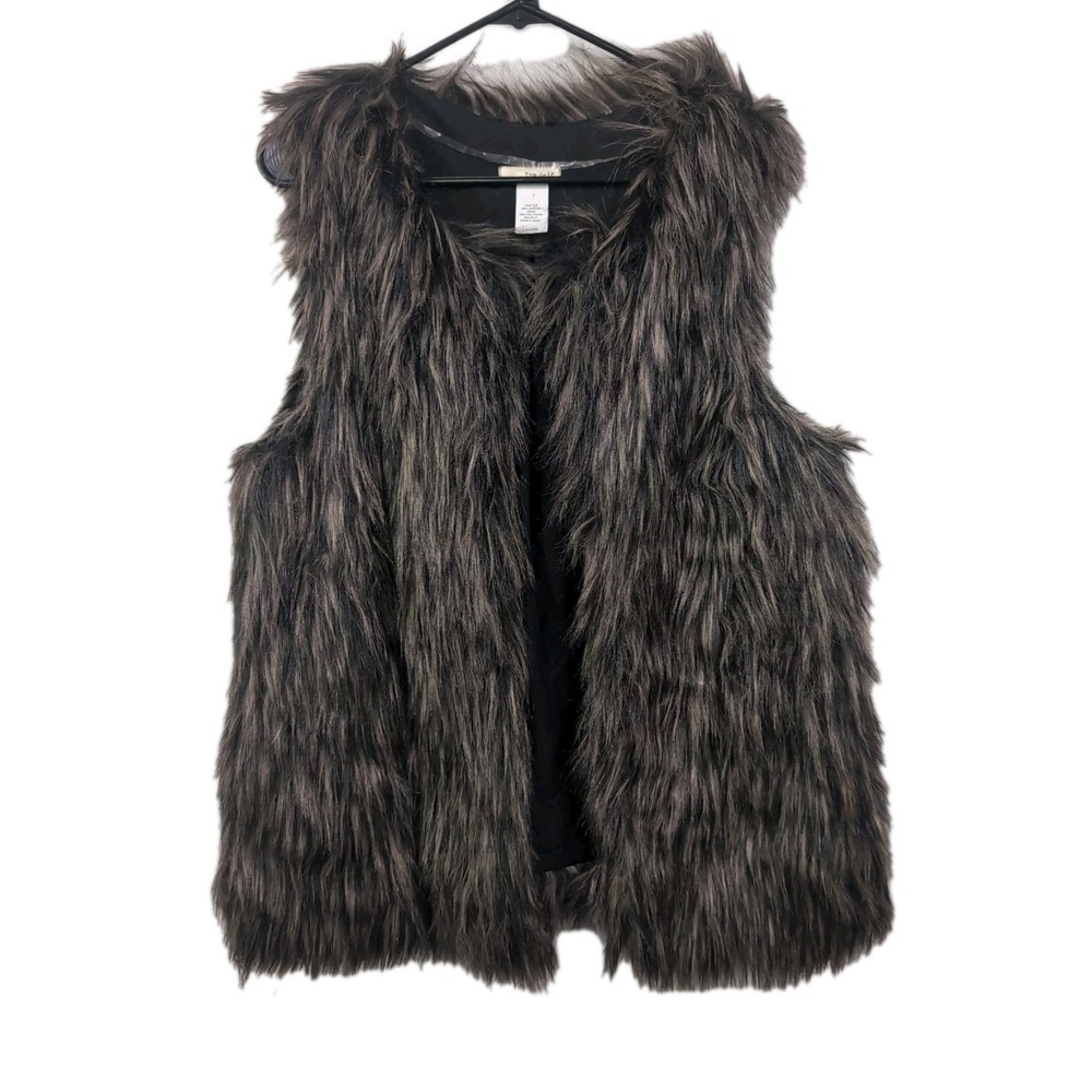 Tru Self Women's Dark Brown Faux Fur Lined Vest. Size Large